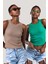 Kadın Halter Yaka Fitilli 2'li Paket Crop Bluz 1