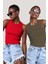 Kadın Halter Yaka Fitilli 2'li Paket Crop Bluz 1