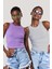 Kadın Halter Yaka Fitilli 2'li Paket Crop Bluz 1