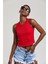 Kadın Halter Yaka Fitilli Crop Bluz 1