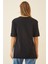 Kadın Siyah Bisiklet Yaka Yandan Yırtmaçlı Kolu Katlı Oversize Örme T-Shirt HZL22S-BD143251 4