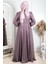 Taş Işlemeli Simli Abiye Lila MDA2256 5
