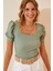 Kadın Çağla Yeşili Kare Yaka Örme Bluz HZL22W-BD104091 1
