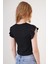 Kadın Siyah Fırfır Kollu Zincir Kolyeli Örme Bluz HZL22S-BD104301 3