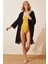 Kadın Siyah Püsküllü Midi Kimono HZL22S-BD158331 4