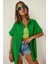 Kadın Koyu Yeşil Oversize Uzun Kısa Kollu Basic Poplin Gömlek HZL22S-BD1201201 1