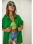 Kadın Koyu Yeşil Oversize Uzun Kısa Kollu Basic Poplin Gömlek HZL22S-BD1201201 2