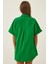 Kadın Koyu Yeşil Oversize Uzun Kısa Kollu Basic Poplin Gömlek HZL22S-BD1201201 3
