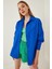 Kadın Canlı Mavi Oversize Uzun Basic Gömlek HZL22W-BD139001 5