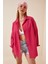 Kadın Koyu Pembe Oversize Uzun Basic Gömlek HZL22W-BD139001 1