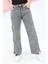 Kız Çocuk Bol Paça Yandan Çıt Çıt Düğmeli Kot Jean Pantolon-PNT-0014 4