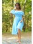 Kadın Bebe Mavisi Kuşaklı Madonna Yaka Baby Shower Elbise NB8060 3