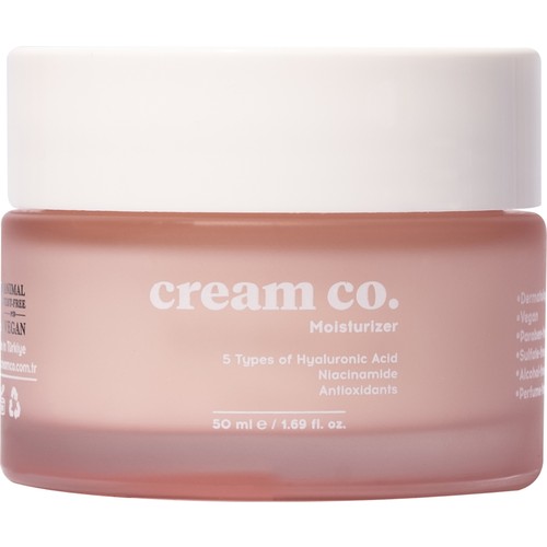 Cream Co. Moisturizer 50 ml Nemlendirici Cilt Tonu Eşitleyici Aydınlatıcı Tüm Cilt Tipleri (Hyaluronic Acid + Niacinamide)