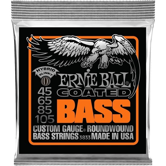 Ernie Ball P03833 Super Slinky Coated Electric Bass Strings Takım Tel Bas Gitar Teli 45-100
