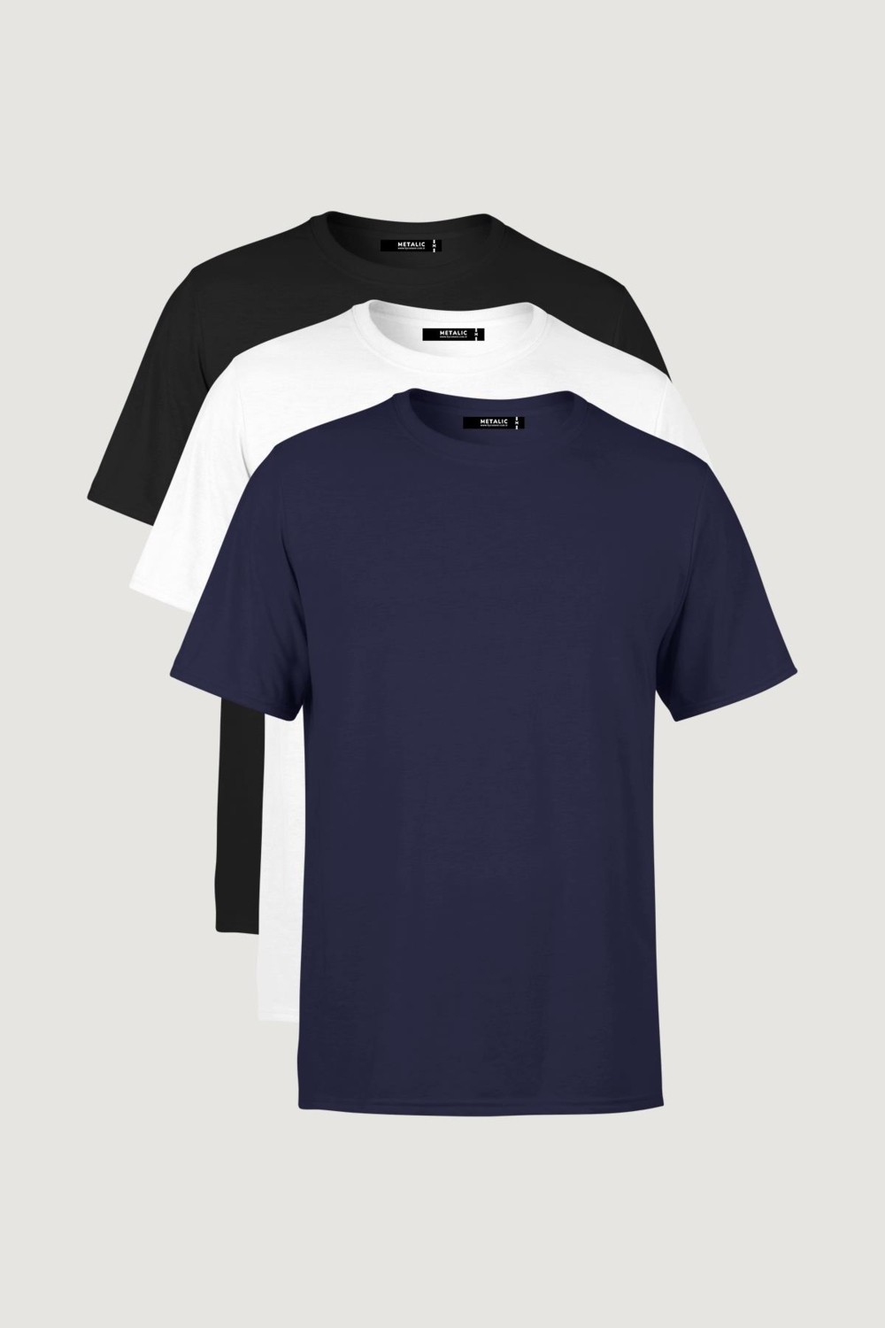 Mmetalic Erkek Çok Renkli T- Shirt Regular Fit Rahat Kesim Bisiklet Yaka 3'lü Basic Tişört Paketi görsel 7
