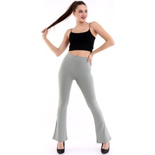 Self Clothing Kadın Mint Yeşil Yüksek Bel Fitilli Dayanıklı Örme Kumaş Toparlayıcı Ispanyol Paça Tayt SLF1419