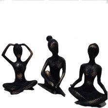 Demirler 3'lü Yoga Siyah Gold Biblo 20*8 -20*8-20*8 cm