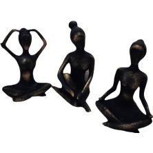 Demirler 3'lü Yoga Siyah Gold Biblo 20*8 -20*8-20*8 cm