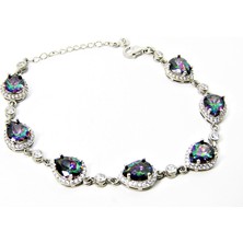 Lilah Gümüş Tr Gümüş Damla Taşlı Mistik Topaz Kadın Bileklik