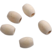 Simisso Ham Ahşap Boncuk Varil Model 15 mm 5 Adet