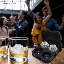 Gül Ice Cube Maker Buz Tepsi Kalıp 4 Barlar Parti Aksesuarları Viski Şarap Cam Buz Tepsisi Silikon Kalıp Mutfak Aletleri (18 * 7.5 Cm)