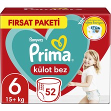 Prima Bebek Bezi Külot Bez 6 Numara 52 Adet Fırsat Paketi