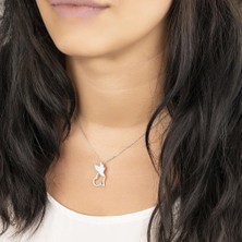Diamine Pırlanta Kolye Gümüş Kolye (Kalp Melek Beyaz)