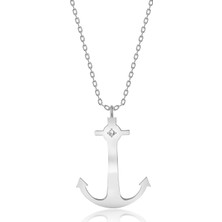 Diamine Gümüş Kolye Pırlanta Kolye (Çapa Beyaz)