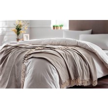 Taç Bella Dekoratif Örtü Bej Çift Kişilik