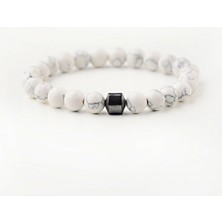 Padore Accessory Unisex - Beyaz Jade Doğal Taşlı < Hematit Destekli > Elegant Bileklik