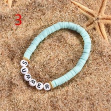 Padore Accessory Summer ( Yaz) Yazısı Detaylı, Çok Şık Turkuaz Renk Polimer Kil Bileklik | Handmade > Yaz Bilekliği