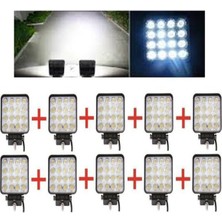 Point 16 LED Kare 48W Off Road Sis Farı Lambası Projektör 12-24V 10 Adet