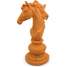 Tual Hobi Sanat Dekoratif Polyester Satranç Taşı Heykeli At Modeli (27X15CM) Mat Turuncu