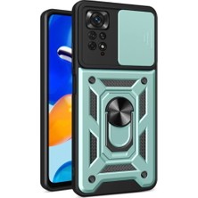 MTK Moveteck Xiaomi Redmi Note 11 Pro 5g Uyumlu Kılıf Kamera Lens Korumalı Sürgülü Kızaklı Military Zırh Tank Slikon Mat  Standlı