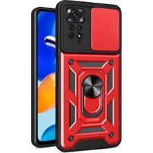 MTK Moveteck Xiaomi Redmi Note 11 Pro 5g Uyumlu Kılıf Kamera Lens Korumalı Sürgülü Kızaklı Military Zırh Tank Slikon Mat  Standlı