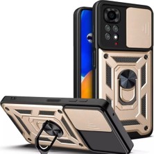 MTK Moveteck Xiaomi Redmi Note 11 Pro 5g Uyumlu Kılıf Kamera Lens Korumalı Sürgülü Kızaklı Military Zırh Tank Slikon Mat  Standlı