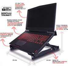 Hediye Marketi17 2'li Set - 5 Kademeli Çelik Notebook Laptop Yükseltici Altlık & Telefon Tablet Tutucu Stand
