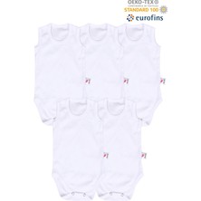 Mama's Kido - Bebek Bisiklet Yaka 5li Atlet Body Zıbın - En sağlıklı Oeko-Teks ve Eurofins sağlık sertifikalı - Beyaz - kido1105