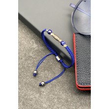 Frnch Sodalit Doğal Taşlı Tibetan Model Lacivert Renkli Ayarlanabilir Makrome Erkek Bileklik FRJ11527-1627-L2