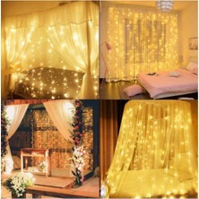 BYSHOME 2.5 x 2.5 Metre Saçaklı Perde LED Dekoratif Amaçlı Perde LED