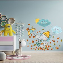 Şemsiyeli Sevimli Fil Çocuk Odası Duvar Sticker