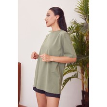 Lime Moda Basic T-Shirt-Haki