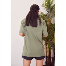 Lime Moda Basic T-Shirt-Haki