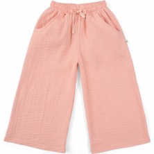 Little Gusto Müslin Palazzo Çocuk Pantolon Pembe Organik Pamuk