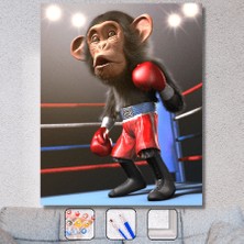 WebStyle Sayılarla Boyama Seti Kasnaklı Boksör Maymun 60 x 75 cm