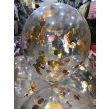 Deniz Party Store Rose Gold ve Gold Karışık  Konfetili Şeffaf Balon 12 Inç  8 Adet