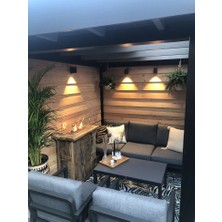 Full Reyon 10 Adet Amber Işık Ledli Dekoratif Tek Yönlü Iç ve Dış Mekan Bahçe Duvar Apliği