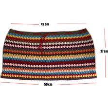 Pafuli El Örgüsü  Koton Mini Etek Renkli (38-40 Beden)