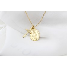 Glorria Gümüş Haç ve Meryemana Kolye