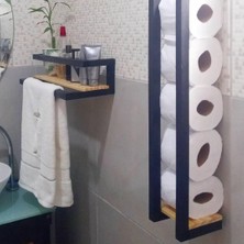 Umut Park Metal Ahşap Banyo Havluluk Raf Vetuvalet Kağıtlığı Rafı